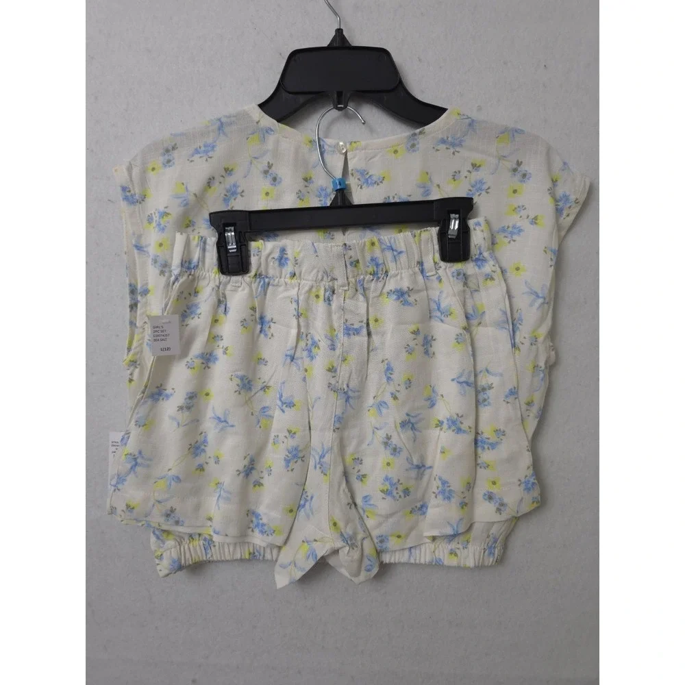 Jessica Simpson Girls Two Piece Shorts & Top Set Size 12 (L) Blue Yellow Floral‎